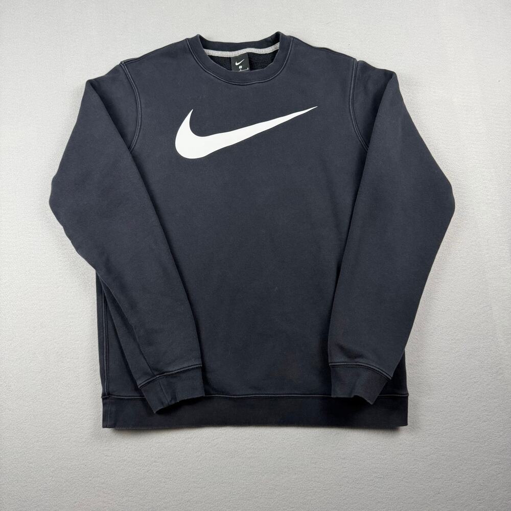 Nike Black Big Swoosh Fleece Crewneck Sweatshirt M